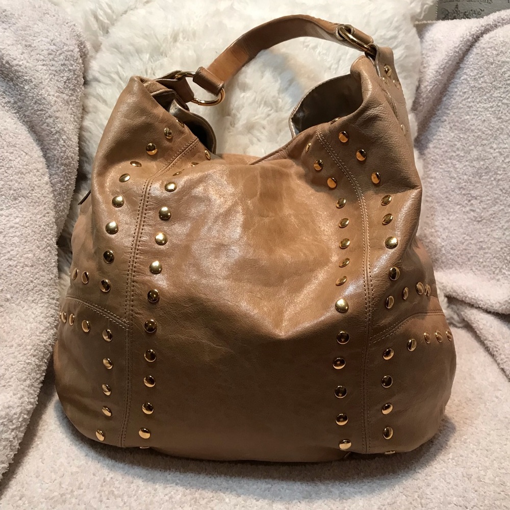 Bebe Brown with gold studs large hobo bag - Picture 3 of 7